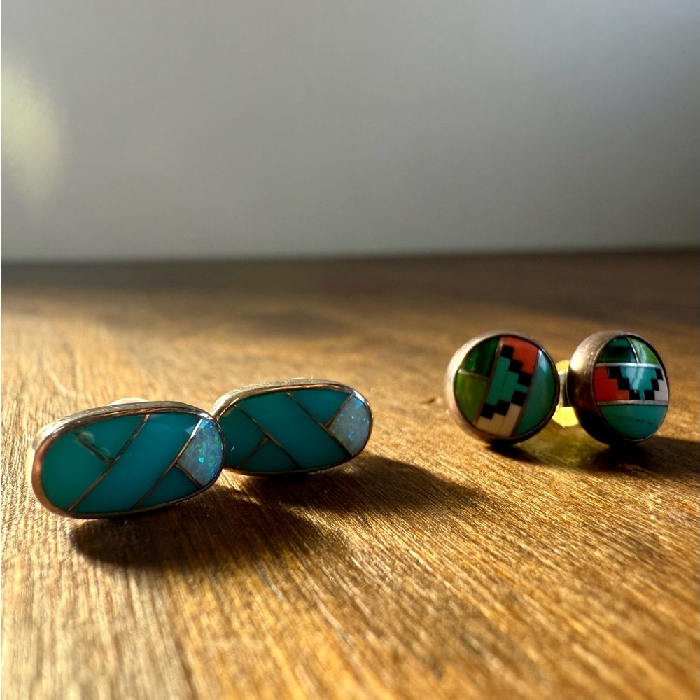 Authentic Native American Precious Stone Earring … - image 4